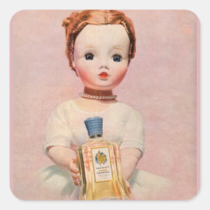 1950s Yardley ad with Madame Alexander doll Square Sticker