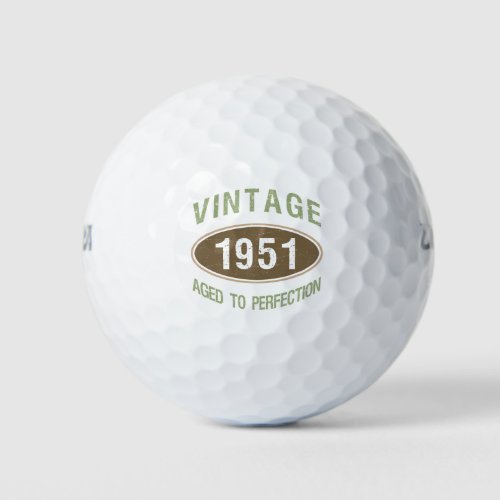 1951 70th Birthday Aged To Perfection Golf Balls