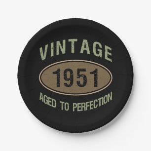 1951 70th Birthday Aged To Perfection Paper Plates