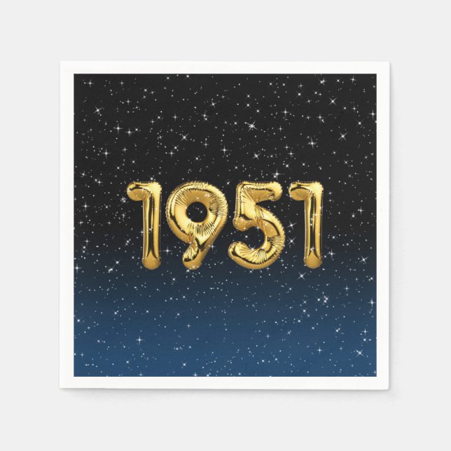 1951 Birthday Balloons In Stars Napkins (Front)