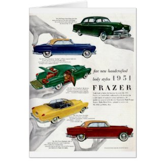1951 Frazer autombile ad Card