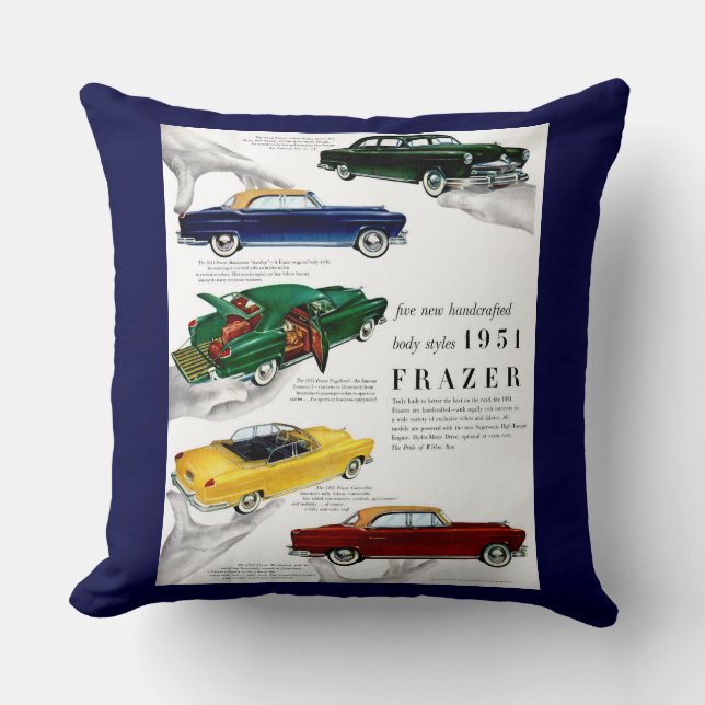 1951 Frazer automobile ad print Throw Pillow (Front)