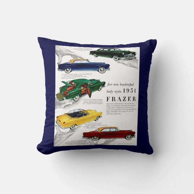 1951 Frazer automobile ad print Throw Pillow (Front)