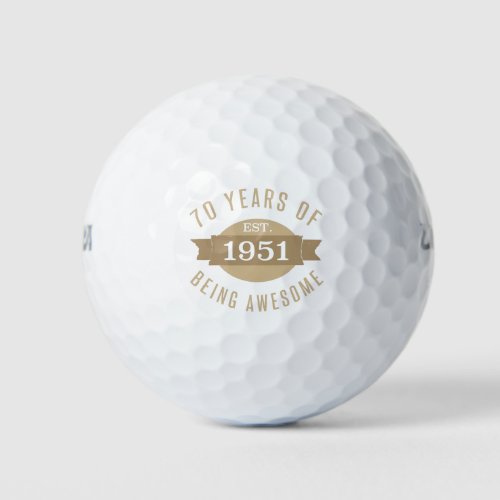 1951 Funny 70th Birthday Awesome Golf Balls