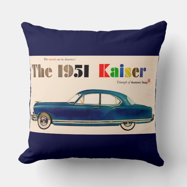 1951 Kaiser Throw Pillow (Front)