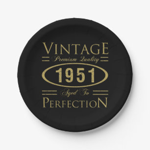 1951 Premium Quality 70th Birthday Paper Plates