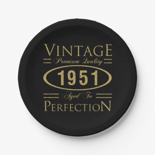 1951 Premium Quality 70th Birthday Paper Plates