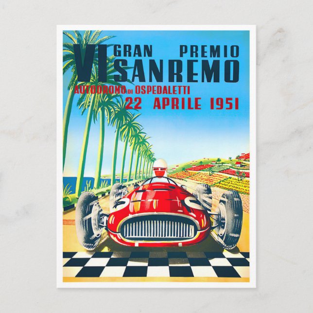 1951 San Remo Italy Grand Prix vintage racing Postcard (Front)