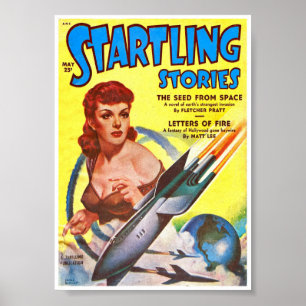 1951 STARTLING STORIES SCI FI PULP MAG POSTER