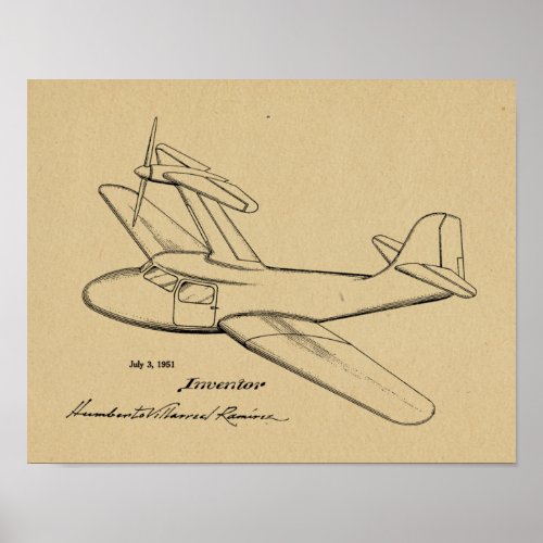 1951 Top Prop Airplane Patent Art Drawing Print