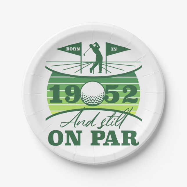 1952 70th Birthday Golf Lover Paper Plates (Front)