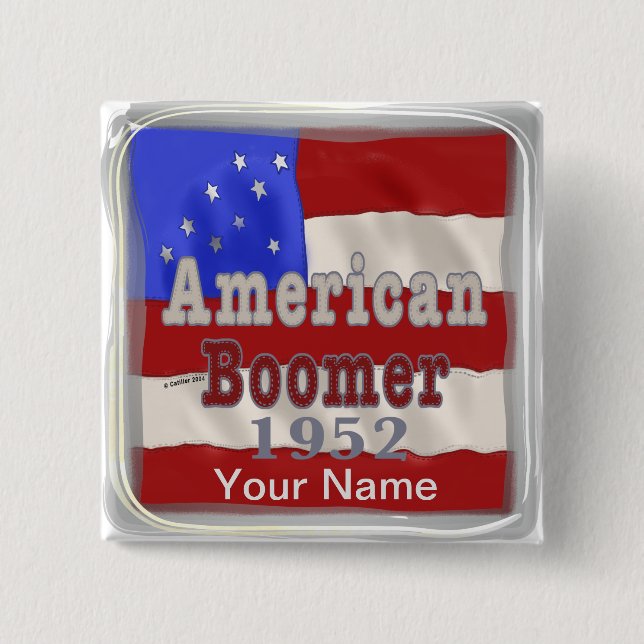 1952 Birthday Baby Boomer pin button  (Front)