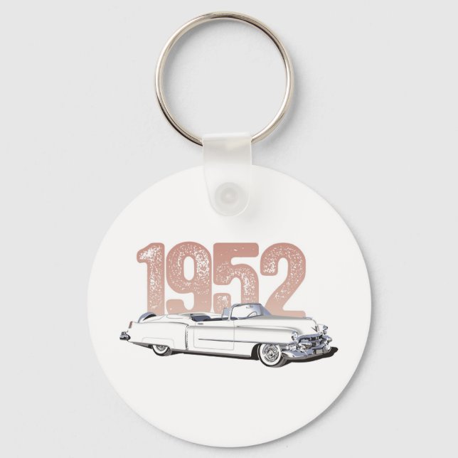 1952 Cadillac Coupe De Ville, white convertible Keychain (Front)