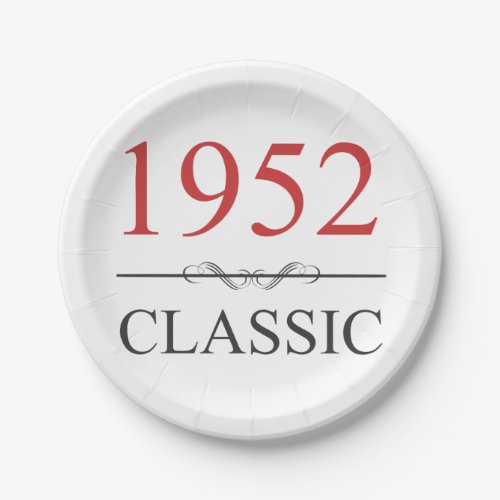 1952 Classic 70th Birthday Paper Plates