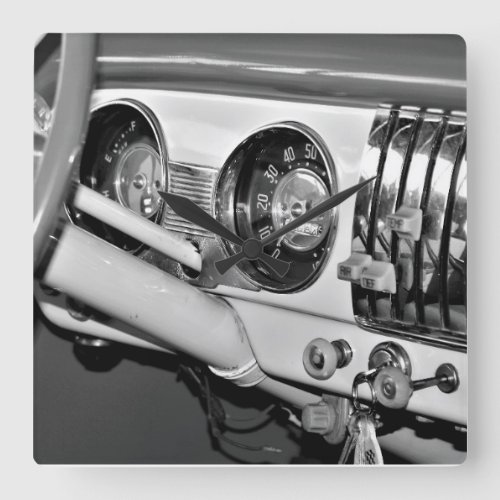 1952 Classic Car Dashboard Square Wall Clock