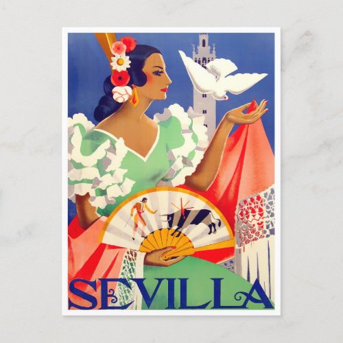 1952 Feria de Sevilla vintage travel Postcard