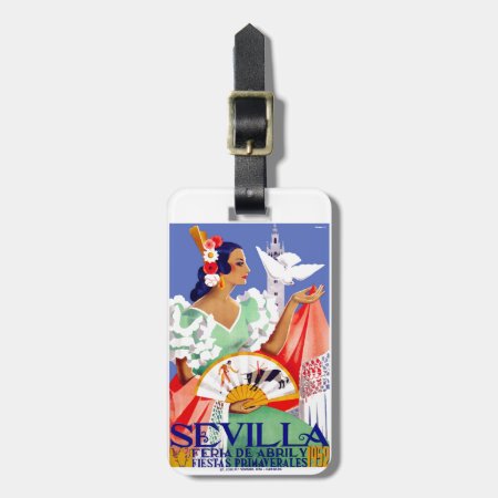1952 Seville Spain April Fair Poster Luggage Tag