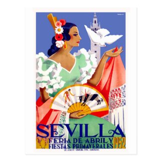 1952 Seville Spain April Fair Poster Postcard