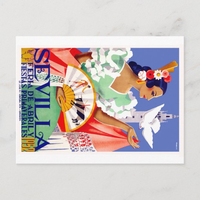 1952 Seville Spain April Fair Poster Postcard (Front)