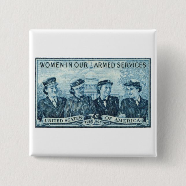 1952 Women in US Armed Services Stamp Pinback Button (Front)