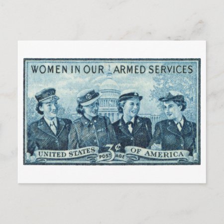1952 Women In Us Armed Services Stamp Postcard