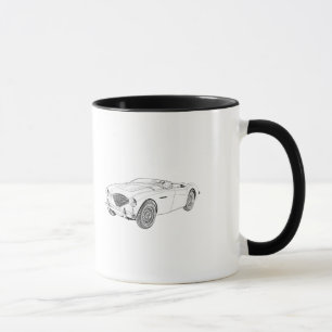 1953 Austin-Healey Black and White Pencil Drawing Mug
