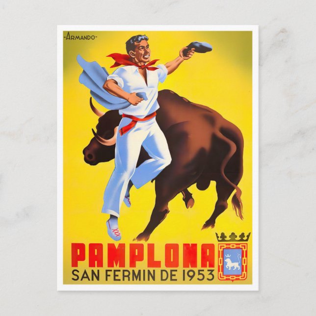 1953 Feria de Pamplona vintage travel Postcard (Front)