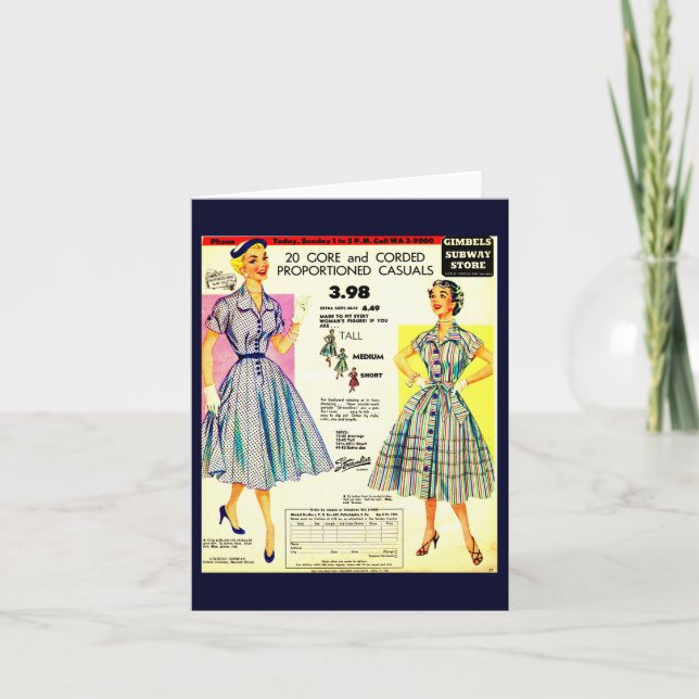 1953 Gimbels Subway Store dress sale ad Card (Front)