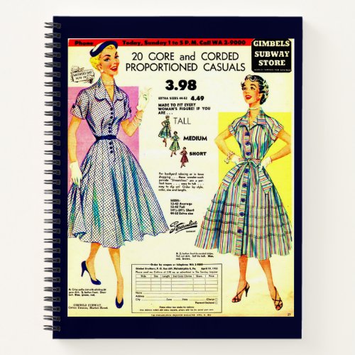 1953 Gimbels Subway Store dress sale ad Notebook