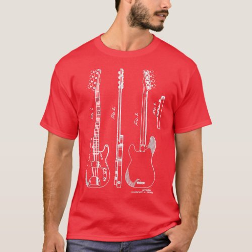 1953 Iconic Bass Guitar Patent Music Player Histor T_Shirt