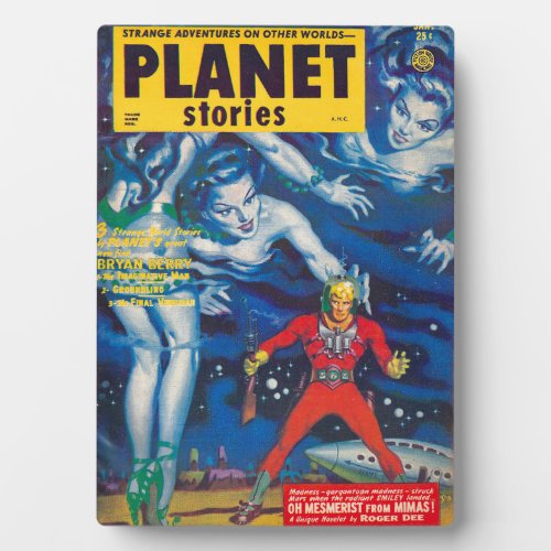 1953 PLANET STORIES PULP MAGAZINE COVER PLAQUE