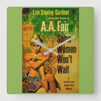 1953 pulp novel cover Some Women Won’t Wait Square Wall Clock