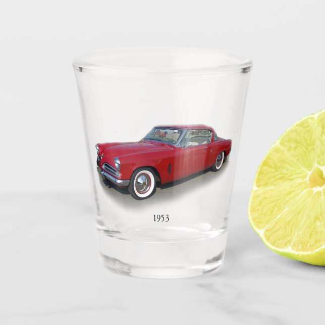 1953 red classic car shot glass (Front)