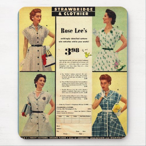 1953 Strawbridge  Clothier dress sale ad Mouse Pad