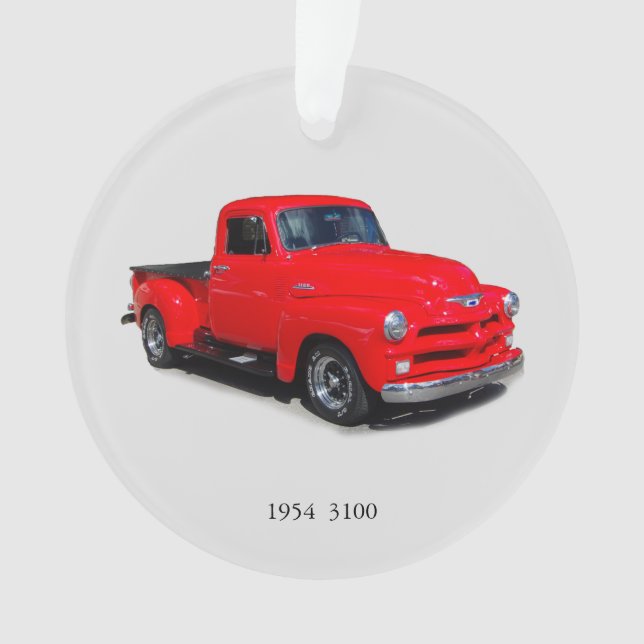 1954 3100 red pickup truck acrylic ornament (Front)
