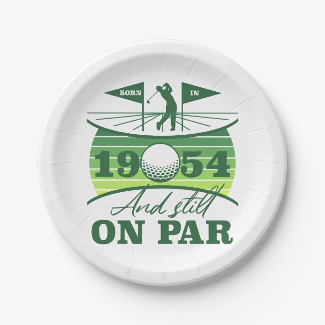 1954 70th Birthday Golf Humor Paper Plates (Front)
