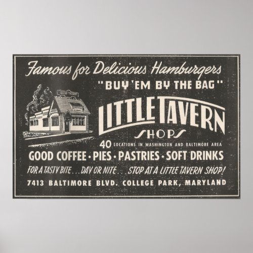 1954 Ad LITTLE TAVERN shops in Maryland Poster