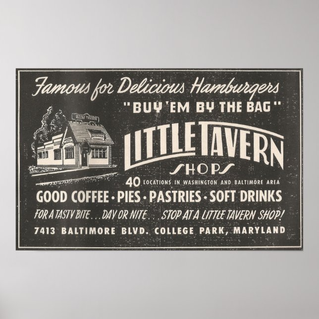 1954 Ad LITTLE TAVERN shops in Maryland Poster (Front)