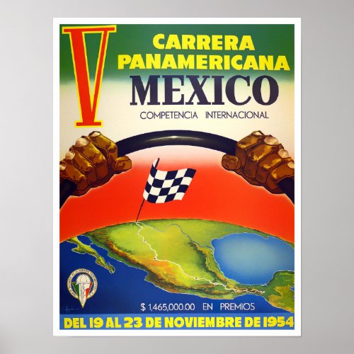 1954 Carrera Panamericana vintage racing Poster