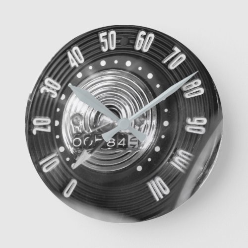 1954 Classic Car Speedometer in Monochrome Round Clock