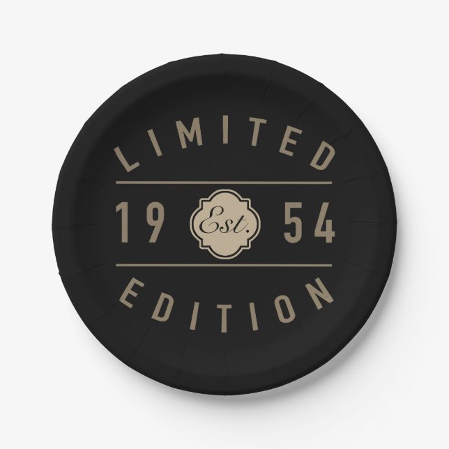 1954 Limited Edition 70th Birthday Paper Plates (Front)
