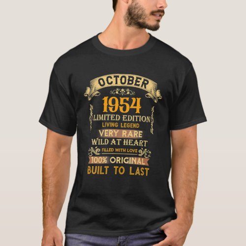 1954 Year Old Gift Vintage October 1954 69th T_Shirt