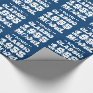 1955 60th Birthday CLASSIC MODEL Blue and White A1 Wrapping Paper