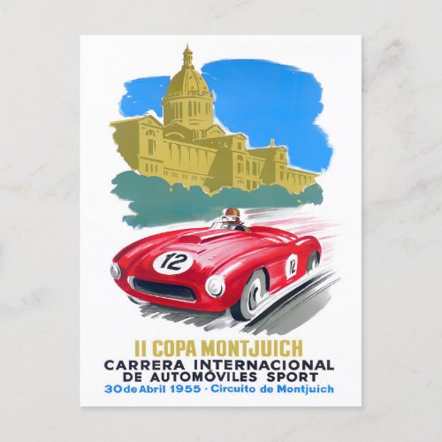 1955 Barcelona Grand Prix vintage racing Postcard