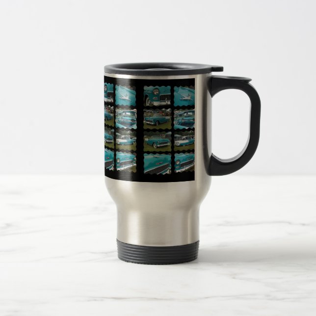 1955 belair collage touquoise and white travel mug (Right)