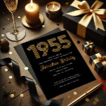 1955 Black Faux Gold 70th Birthday Invitation<br><div class="desc">1955 Black Faux Gold 70th Birthday Invitation Celebrate turning 70 in style with this 1955 Black Faux Gold Birthday Invitation! Designed with a sleek black background and elegant faux gold accents, this invitation delivers timeless sophistication with a touch of vintage flair. It’s the perfect way to honor a milestone year...</div>