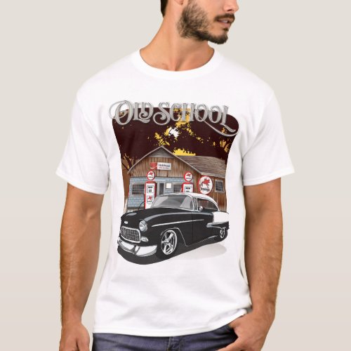 1955 Black  White Bel Air Old School Shirt