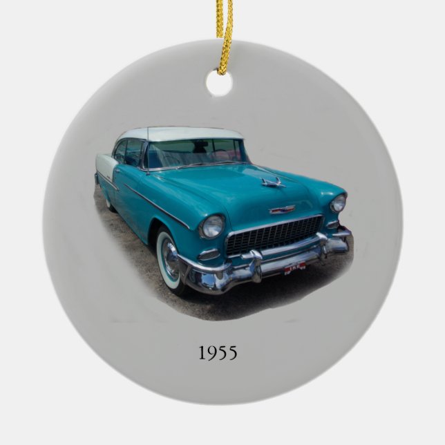 1955 blue & white classic car ornament (Front)