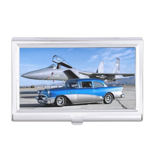 1955 Buick Special Classic Car Fighter Jet Business Card Case