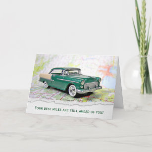 1955 Car On a Road Map Card